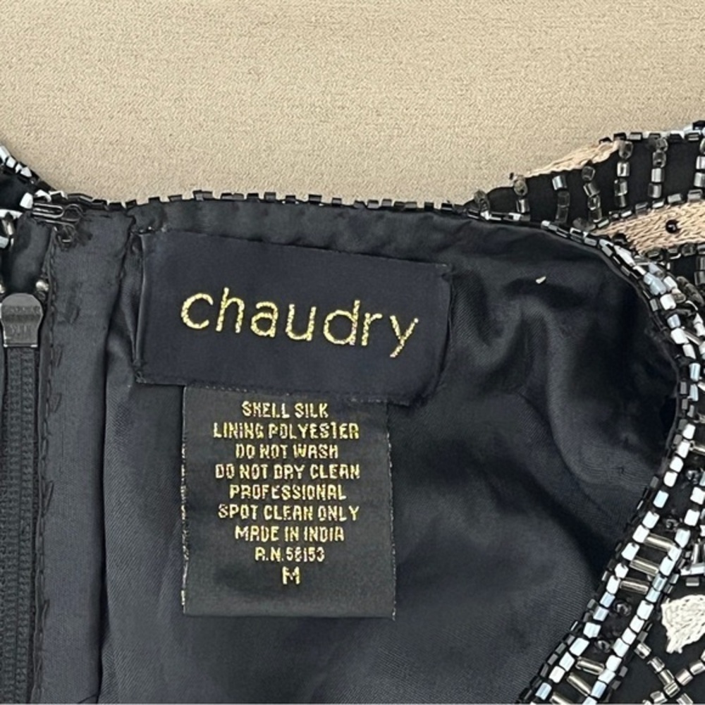 Chaudry Full Sequin Silk Top Art Deco Cocktail Glam Special Occasion Sz M NEW - Picture 10 of 11